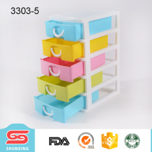 shunxing multi colors 5 tier plastic drawer for tabletop storage box